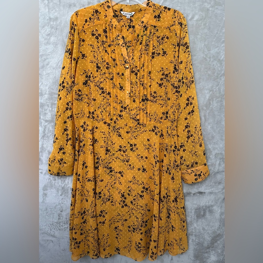 Nanette Lepore Mustard‎ Floral Long Sleeve Dress